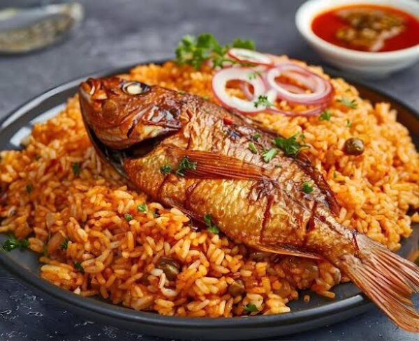 Jellof Rice with  Fried Fish