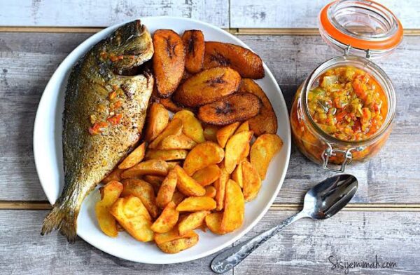 Roasted Fish & Plantain with Yuca